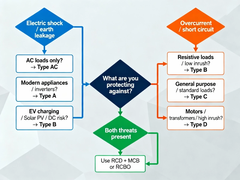 RCD vs MCB Selection Flowchart