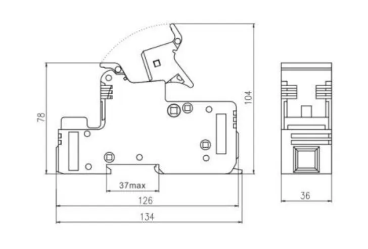 RT18-125 and RT18-125X Fuse Holders Dimension