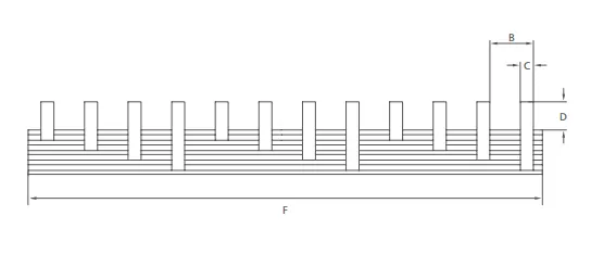 VIOX Pin-Type 4-Phase Busbars (C45) Dimension