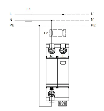 Connection Diagram of VIOX VSP1-D20_1(S)+1 Pluggable Single-Pole SPD