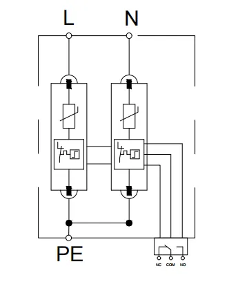 Internal Configuration of VIOX VSP1-D20_2(S) Pluggable Single-Pole SPD