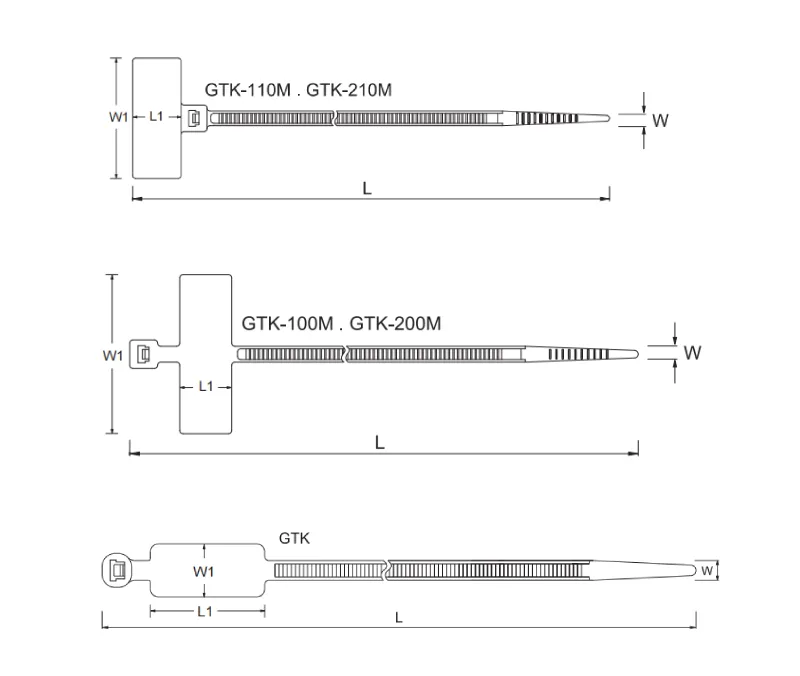 Nylon Marker Cable Tie Dimension