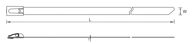 PVC coated Ball Lock Stainless Steel Cable Tie Dimension