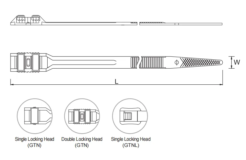 Low Profile Cable Ties Dimension