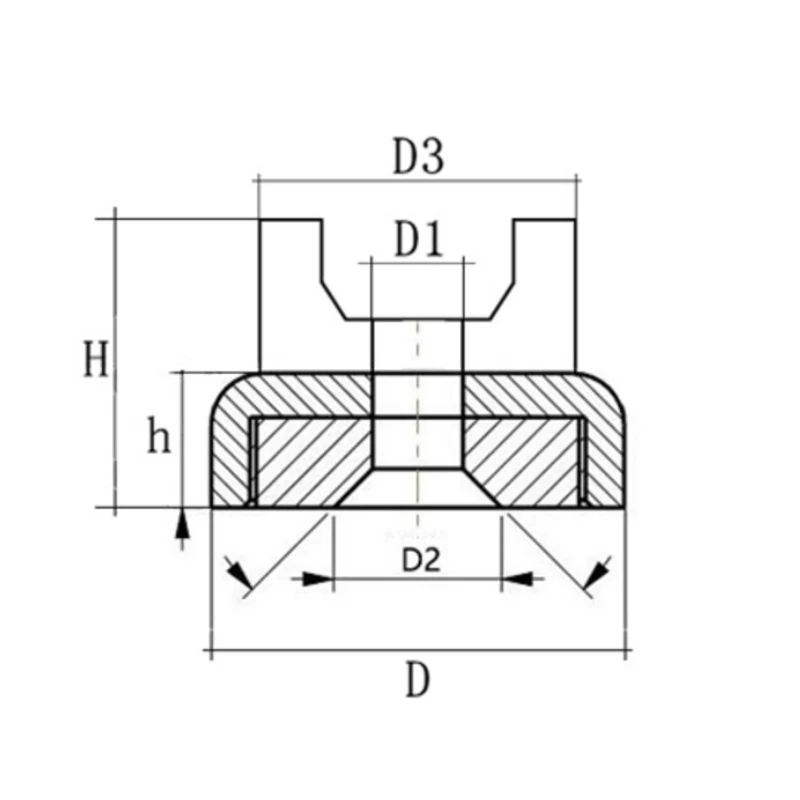 Saddle-shaped Cable Tie Magnetic Base dimension