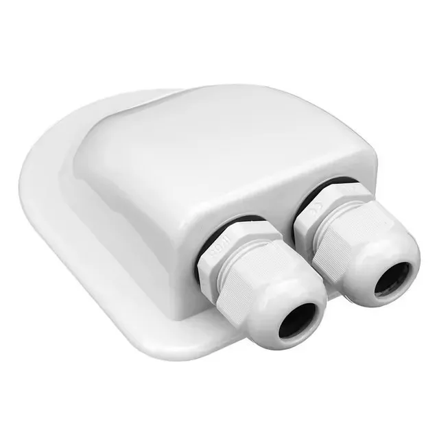 white solar cable entry gland with two holes