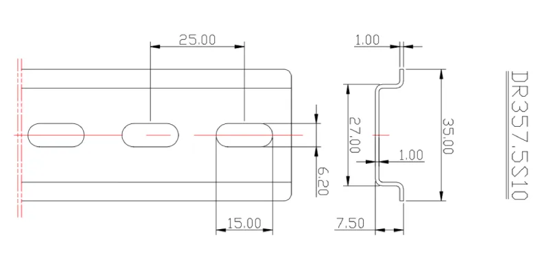 TH35-7.5 (0.8-1.0) Steel Din Rail