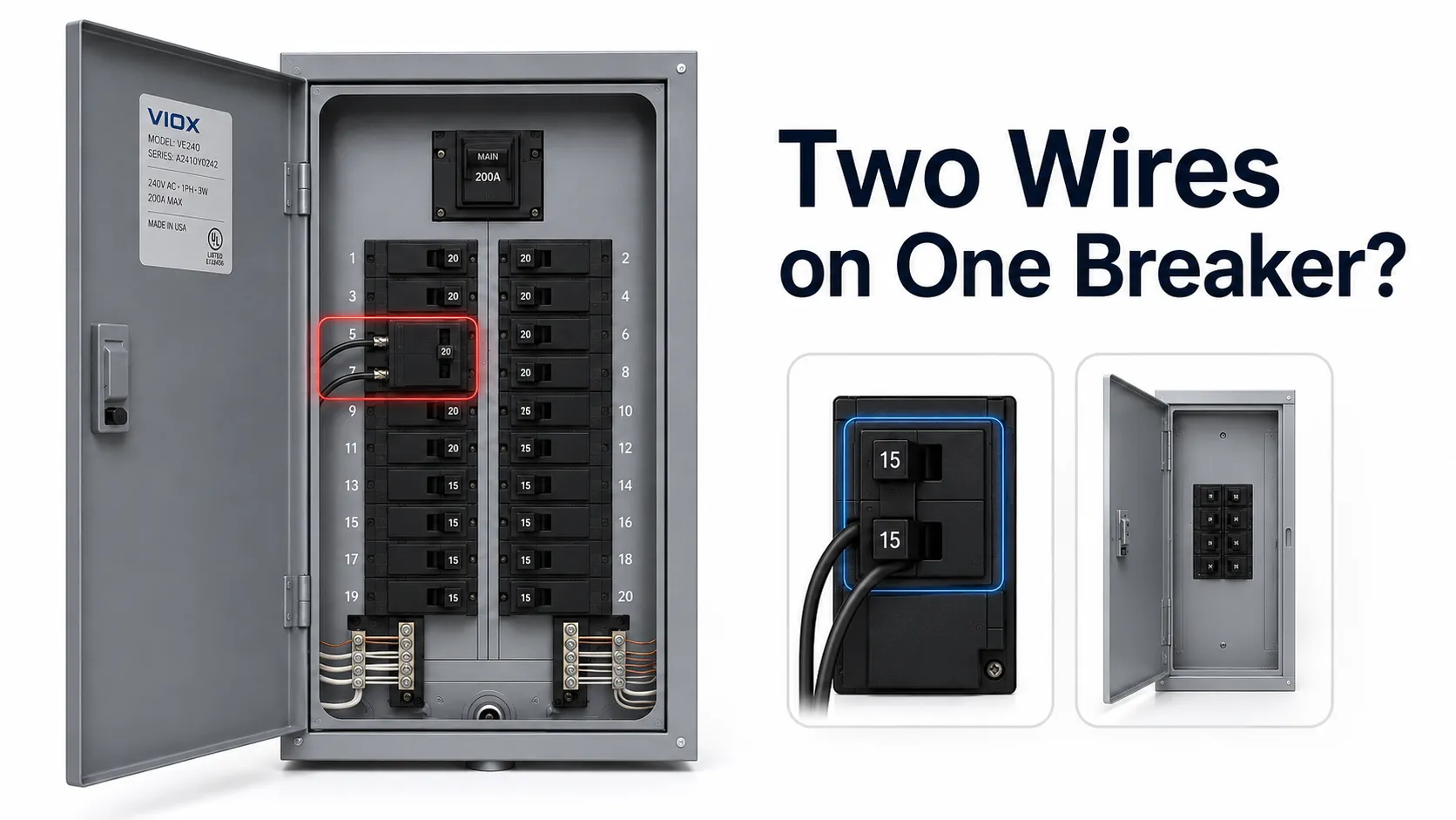 Can You Put Two Wires or Two Circuits on One Breaker? Safe Rules, Tandem Breakers, and Alternatives