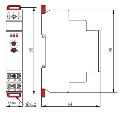 VIOX FCT18-AR Pulse Delayed Timer Relay dimension