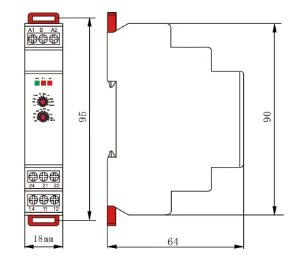 VIOX FCT18-A_At Power On-Delay Relay with Retrigger Control Signal dimension