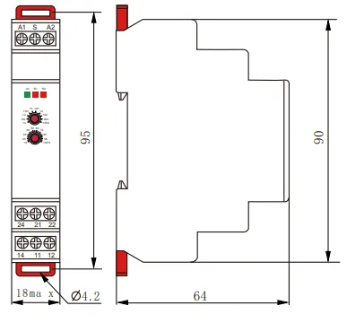 VIOX FCT18-AgR Pulse Delayed Relay with Control Signal dimension