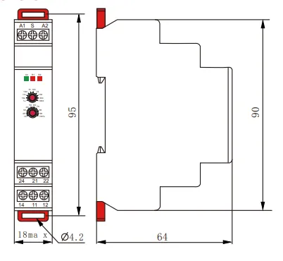 VIOX FCT18-BD Double Interval Timer Relay with Control Signal Dimension