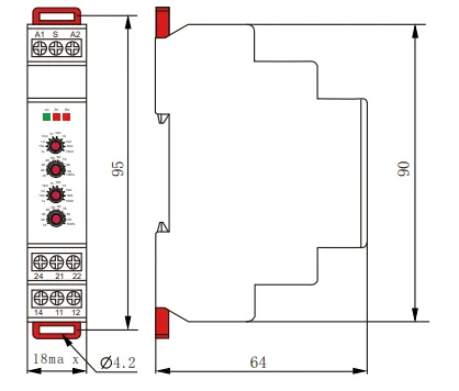 VIOX FCT18-BP Interval Timer Relay dimension