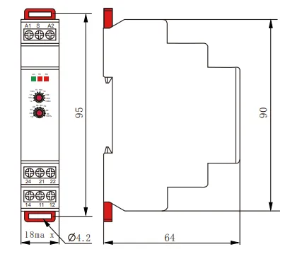 VIOX FCT18-BR Single Interval timer relay with control signal dimension