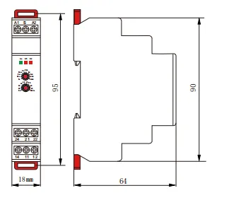 VIOX FCT18-B_Bt Off-Delay Timer Relay with Retrigger Control Signal dimension