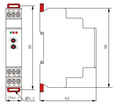 VIOX FCT18-BgF Interval Relay with Control Signal Off dimension