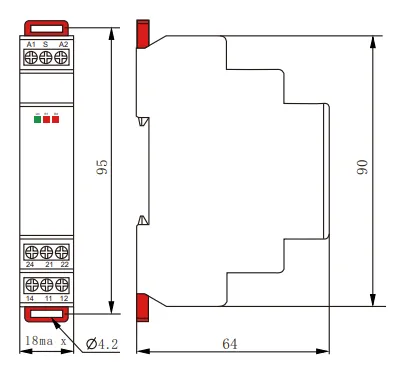 VIOX FCT18-CR Bistable Timer Relay with Control Signal On dimension