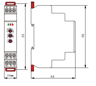 VIOX FCT18-M Multifunction Timer Relay dimension