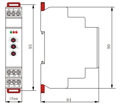 VIOX FCT18-N Multifunction Timer Relay dimension