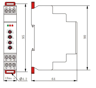VIOX FCT18-RL Alternation Timer Relay dimension