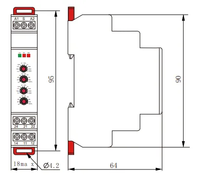 VIOX FCT18-S Asymmetric Cycle Timer Relay dimension
