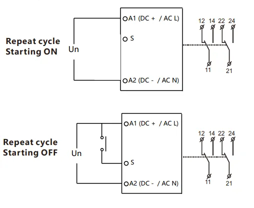 VIOX FCT18-S Asymmetric Cycle Timer Relay wiringsVIOX FCT18-S Asymmetric Cycle Timer Relay wirings