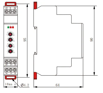 VIOX FCT18-ST Start-Delta Timer Relay dimension