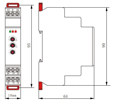 VIOX FCT18-X Multifunction Timer Relay Dimension