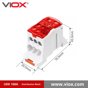 VIOX UKK 160 1-In 6-Out Red Distribution Block