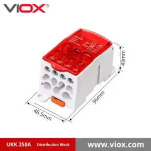 VIOX UKK 250A 1-In 11-Out Red Distribution Block