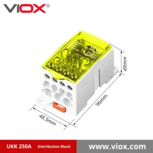 VIOX UKK 250A 1-In 11-Out Yellow Distribution Block