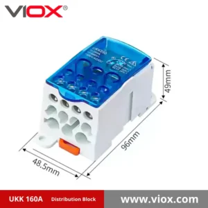 VIOX UKK 250A 1-In 11-Out blue Distribution Block