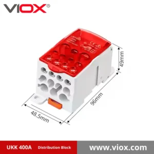 VIOX UKK 400A 1-In 11-Out Red Distribution Block