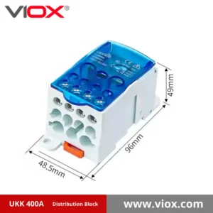 VIOX UKK 400A 1-In 11-Out blue Distribution Block