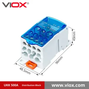 VIOX UKK 500A 1-In 11-Out Blue Distribution Block