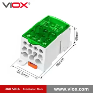 VIOX UKK 500A 1-In 11-Out Green Distribution Block