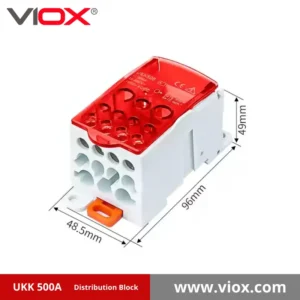 VIOX UKK 500A 1-In 11-Out Red Distribution Block