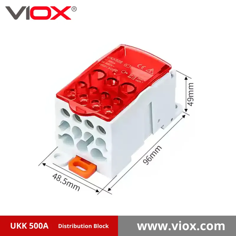 VIOX UKK 500A 1-In 11-Out Red Distribution Block