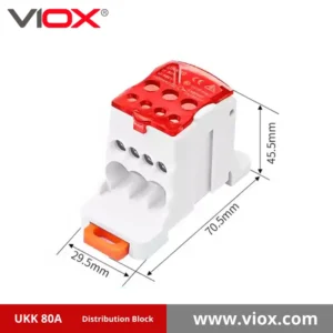 VIOX UKK 80 1-In 6-Out Red Distribution Block