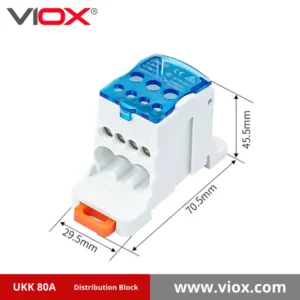 VIOX UKK 80 1-In 6-Out blue Distribution Block