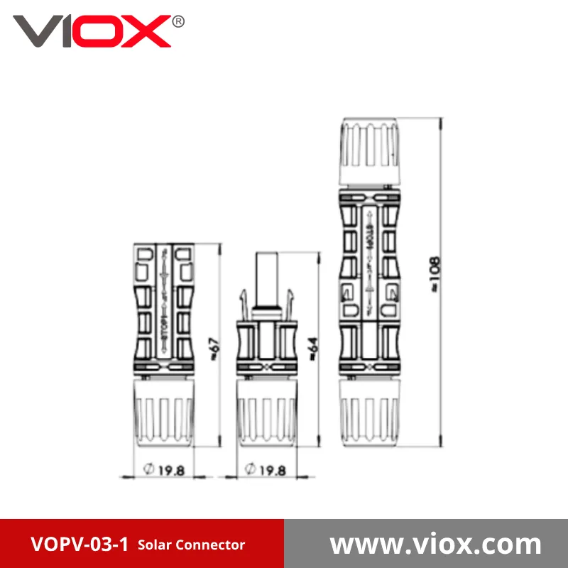 VIOX VOPV-03-01 MC4 Solar Connector dimension