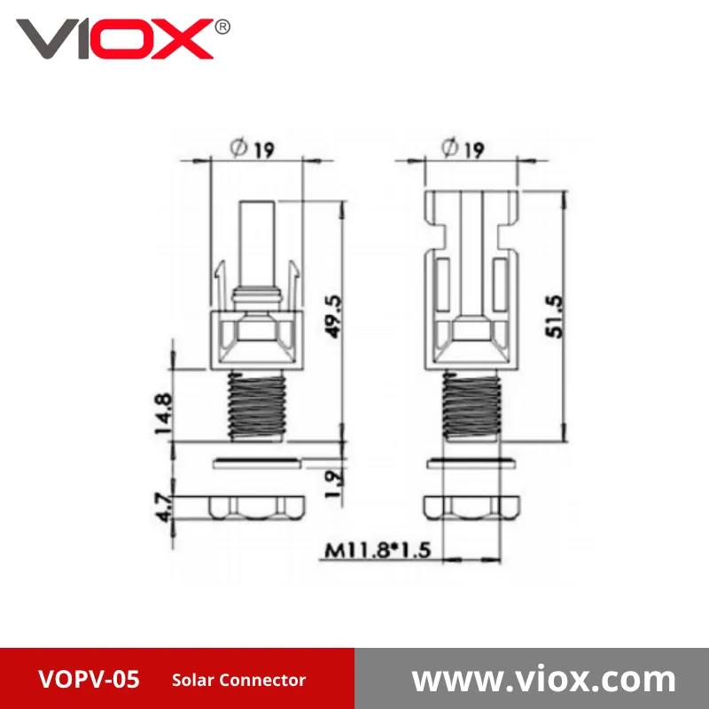 VIOX VOPV-05 MC4 Solar Connector dimension