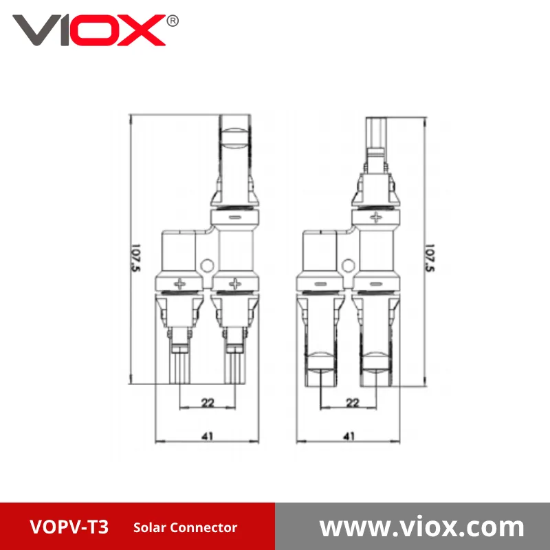 VIOX VOPV-T3 MC4 Solar Connector dimension