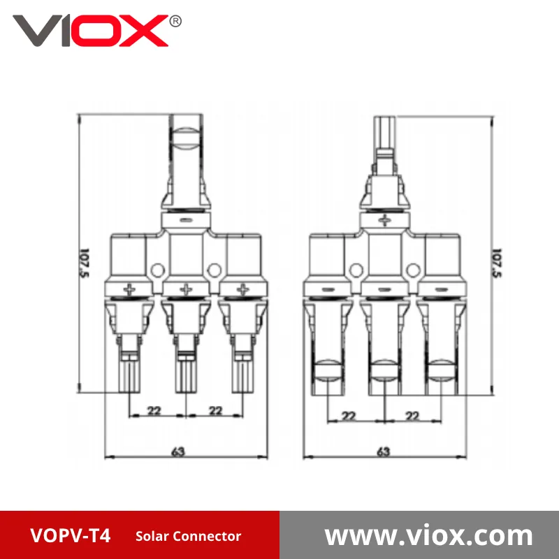 VIOX VOPV-T4 MC4 Solar Connector dimension