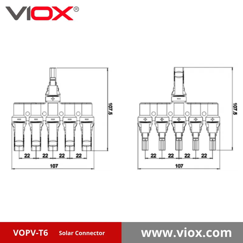 VIOX VOPV-T6 MC4 Solar Connector dimension