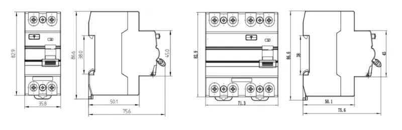 VML01 2P Residual Current Operated Circuit Breaker (RCCB) Dimension