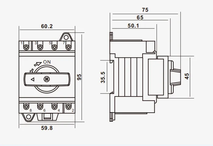 VOPV DC Isolator Switch NL1_T Series dimension