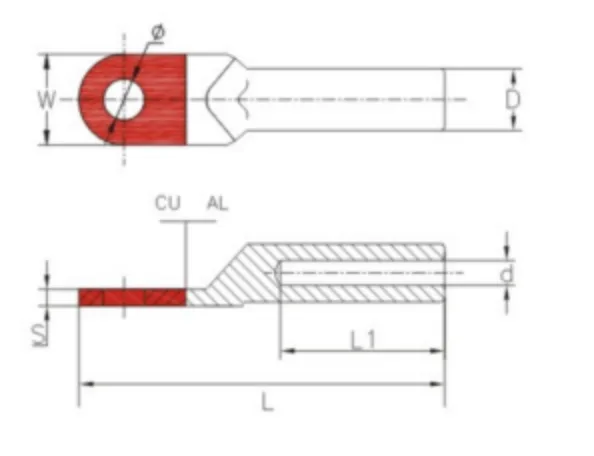 DTL-1 Bimetallic Cable Lug Dimension