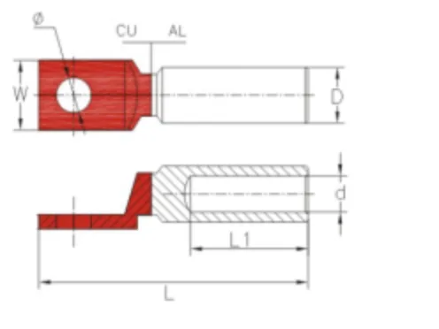 DTL-2S bimetallic Cable Lug Dimension