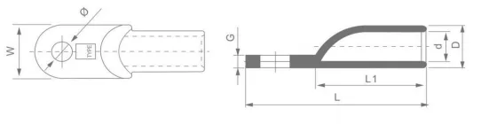 JG(DTGY) Copper Lugs Dimension
